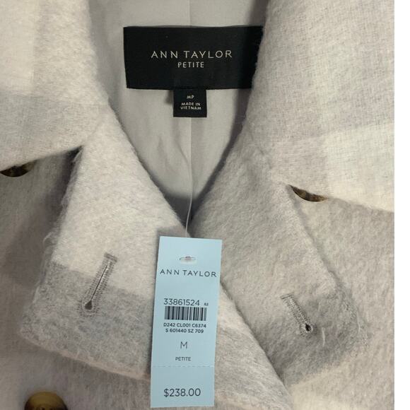 Ann Taylor checked wool blend peacoat NWT size MP - Picture 2 of 7